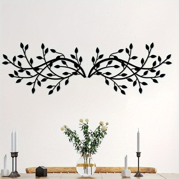 Elegant 2pcs Metal Tree Leaf Wall Art - Versatile Indoor/Outdoor Decor for Living Room, Office & Home