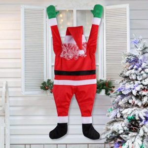 Santa Claus Wall Hanging Decoration - Plush Christmas Ornament, No Power Needed, Easy Install, Outdoor Holiday Gift