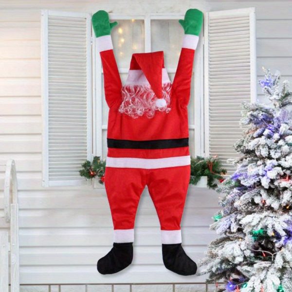 Santa Claus Wall Hanging Decoration - Plush Christmas Ornament, No Power Needed, Easy Install, Outdoor Holiday Gift