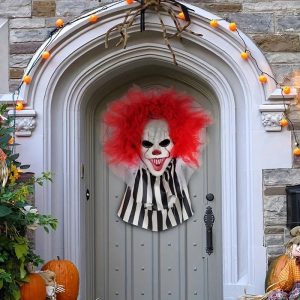 Halloween Terror Clown Wreath Door Wall Hanging Wreath Decoration Wall Hanging