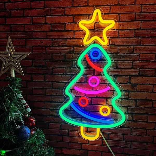 1Pcs Christmas Tree Neon Sign, USB Powered Night Light As Wall Decor For Kids Room, Living/Office Room, Bar, Restaurant, Christmas, Festival, Party, Coffee Shop, Man Cave, Bar Shop, Bar Night Club, Kitchen, Bedroom, Birthday Gift, Wall Decoration