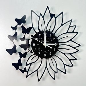 Silent Sunflower Vinyl Record Wall Clock - Battery-Powered, No-Ticking Digital Display with Large Numbers - Ideal for Living Room & Bedroom Decor, Perfect Gift for Plant Lovers