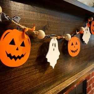 Pumpkins Ghosts Garland For Indoor Decor Stackable Indoor Decor Ghosts Pumpkins Themed Banners For Indoor Outdoor Decor