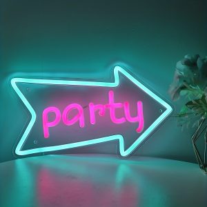 1pc Arrow With Party LED Wall Neon Sign Light, For Pub Event Shop Decoration 11.18''*6.65''(Wiring Part Random)