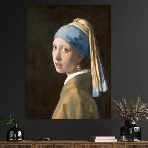 1pc Framed Baroque Style Portrait Artwork Canvas Print, 'Girl with a Pearl Earring' Inspired Wall Art Decor for Living Room, Bedroom, Dining Room, Kitchen, Hallway - UV High-Definition Printing, 12x16inch