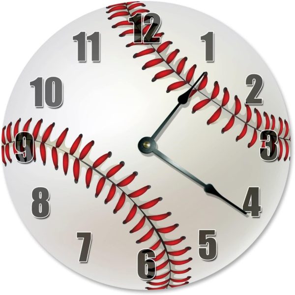 Fashion Wall Clock Silent Non Ticking Baseball Clock - Large Wall Clock Round Wall Clock for Living Room Kitchen Home Bedroom Decoration 10 inches, unique gift idea,Gift for Him for Her