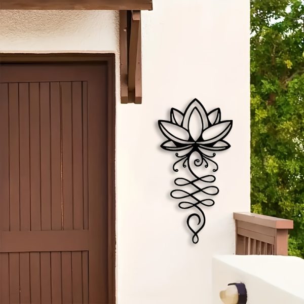 1pc, Black Metal Lotus Wall Hanging, Hollow Lotus Flower Wall Art for Bedroom, Bathroom, Kitchen, Office, Garden, Hotel Decoration