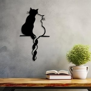 1pc Cat Metal Wall Decor, Metal Cat Wall Art, Modern Minimalist Wall Art, Cat Lover Gift, Suitable For Home Outdoor Wall Hanging Decoration, Cat House Sign