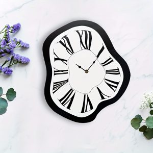 1pc Modern Acrylic Twisted Roman Numeral Wall Clock, Silent Quartz Movement, No Ticking, Artistic Home Decor for Living Room, Bedroom, Study