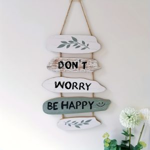 1pc Wooden Decorative Signs, "Don't Worry, Be Happy" Wooden Sign, Warm And Encouraging Slogans. Living Room Room Decoration And Hanging Decorations, Holiday Gifts, Birthday Gifts, Soothing Words