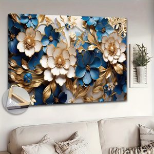 Floral Symphony Canvas Wall Art - Extra Large 3D Wrapped Canvas Painting, Art Deco, Classic, Modern Style, Indoor Portrait Orientation, Pine Wood Frame, Landscape Theme, Spring & Summer Seasonal, Ideal for Living Room, Bedroom, Home Office, Kitchen, Dining Room - Ready to Hang